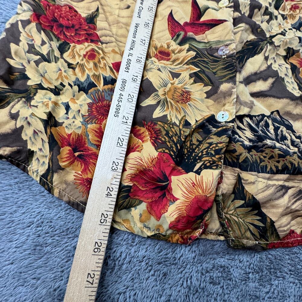 Vintage Citron Santa Monica Silk Button Up Hawaiian Shirt Womens M Floral Beach - Picture 5 of 5